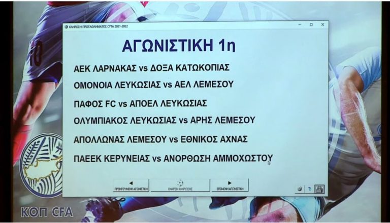 Πρεμιέρα με ντέρμπι στο νέο πρωτάθλημα Κύπρου/Αναλυτικά το πρόγραμμα
